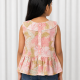 Peach floral gauze top