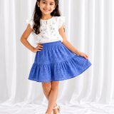 Blue schiffli girls skirt