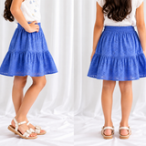 Blue schiffli girls skirt
