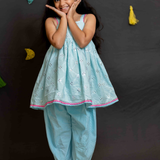 Blue mirror girls kurta and salwar set