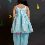 Blue mirror girls kurta and salwar set