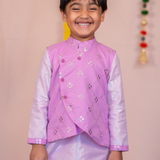 Purple mirror boys bandhgala set