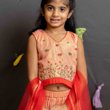 Peach shimmer garden lehenga set