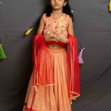 Peach shimmer garden lehenga set