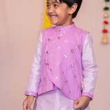 Purple mirror boys bandhgala set