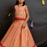 Peach shimmer garden lehenga set