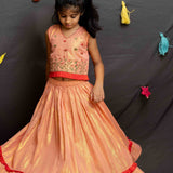 Peach shimmer garden lehenga set