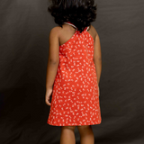Red floral frock dungaree