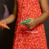 Red floral frock dungaree