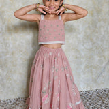 Pink chanderi butterfly lehenga set