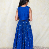 Royal blue silk girls lehenga set