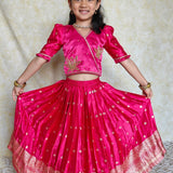 Pink silk lotus lehenga set
