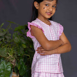 Girls pink white checks flannel Pajamas