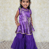 Purple silk girls sharara set