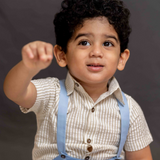 Blue suspenders set with bow tie