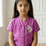 Pink Gauze Unicorn Girls Lounge Wear