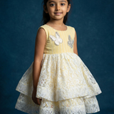 Yellow and white lace butterfly frock
