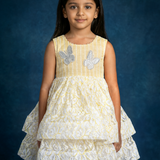 Yellow and white lace butterfly frock