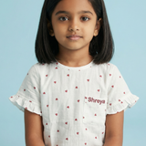 Red Hearts White Gauze Lounge Wear