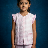 Girls pink white checks flannel Pajamas