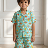 Planes & Clouds Printed Cotton Night suit set