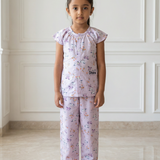 Lilac Horses Printed Night Suit for Girls