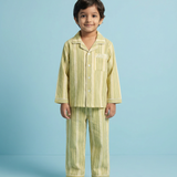 Yellow striped unisex pajamas