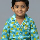 Blue checks n lemons unisex pajamas