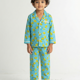 Blue checks n lemons unisex pajamas
