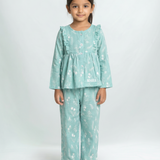 Green gauze girls pajamas