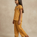 Mustard twill girls pajamas