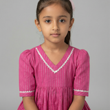 Pink cotton lurex kurta set