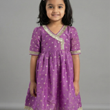 Purple silk tissue kurta set
