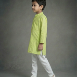 Lime green boys lurex kurta set