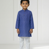Royal blue boys lurex kurta set