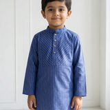 Royal blue boys lurex kurta set