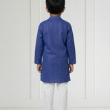 Royal blue boys lurex kurta set