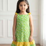 Green floral printed frock