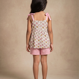 Rayon sun top with pink shorts