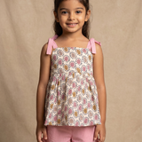Rayon sun top with pink shorts