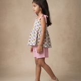 Rayon sun top with pink shorts