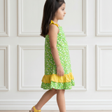 Green floral printed frock