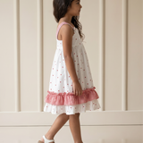 White red hearts frock with frills