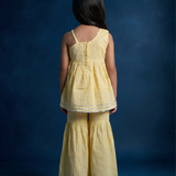 Yellow one shoulder sharara set