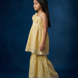 Yellow one shoulder sharara set