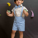 Blue suspenders set with bow tie
