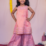 Peach shimmer sharara set
