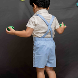 Blue suspenders set with bow tie