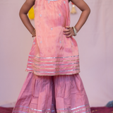 Peach shimmer sharara set
