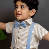 Blue suspenders set with bow tie